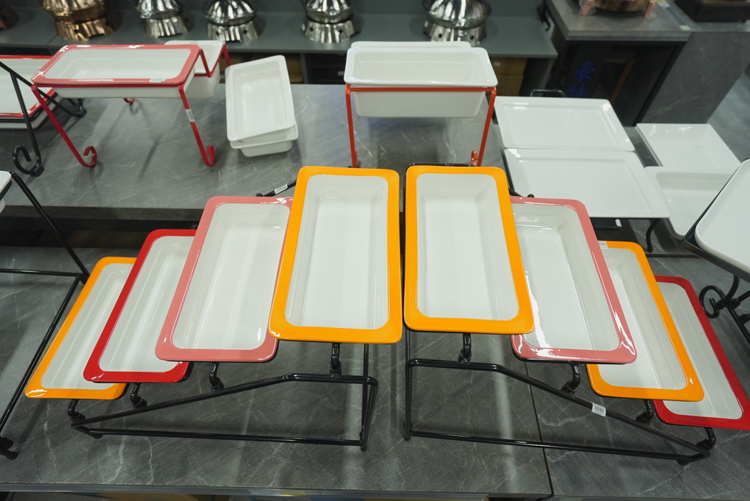 Serving trays and risers